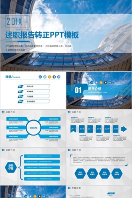 蓝色商务述职报告转正PPT模板