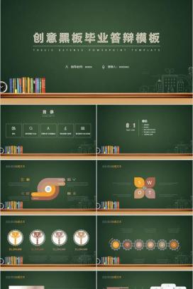 创意黑板学术汇报毕业答辩PPT模板