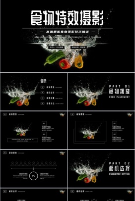 黑色大气食物特效摄影技巧培训PPT模板